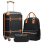Coolife Luggage Set 3 Piece Suitcase Set Carry On Luggage Hardside Luggage TSA Lock Spinner Wheels Telescopic Handle (Black, 3 piece set (BP/TB/20)) - color: Black, size: 3 piece set (BP/TB/20)