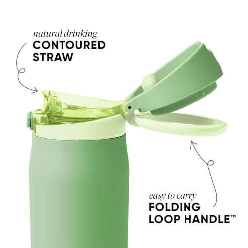 Simple Modern Mesa Loop Water Bottle with Covered Straw and Handle | 24oz Cup Holder Friendly Insulated Stainless Steel Bottles for Travel, Sports and School | Avocado - color: -Avocado, size: 24 Ounces