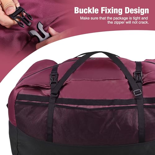 REDCAMP Foldable Travel Bag, Large Sports Bag, 75L/96L/100L, Lightweight Waterproof Tote Bag - color: Wine Red 100L