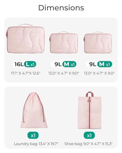 BAGSMART Wet Dry Bags 5 Pack, Travel Bags Reusable for Swimsuits, Baby Cloth Diapers, Beach, Pool, Ultra-Light Travel Packing Cubes for Women, White Opal - color: White Opal
