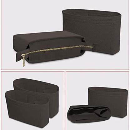Felt Tote Bag organizer with Zipper Small Purse Organizer Insert With 2 Packs fits NeoNoe Series,Black - color: Black