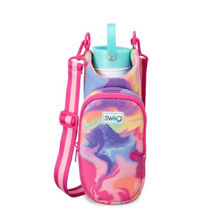 Swig Life Water Bottle Sling Bag, Water Bottle Holder with Adjustable Strap, Bottles Carrier Bag with Zippered Phone Pocket, Holds 36oz Bottles, Bottle Accessories (Candy Crush) - color: Candy Crush