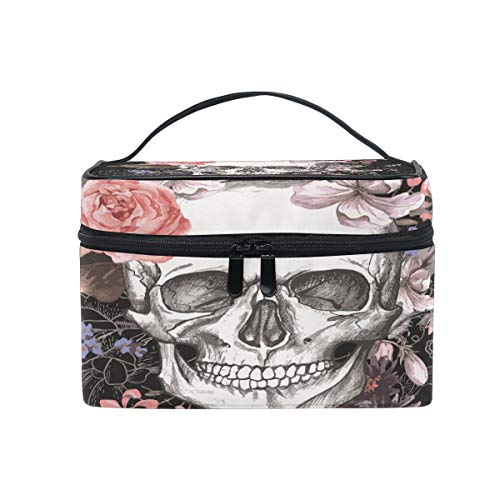 Travel Cosmetic Bag Skull Rose Toiletry Makeup Bag Pouch Tote Case Organizer Storage For Women - color: Skull Rose