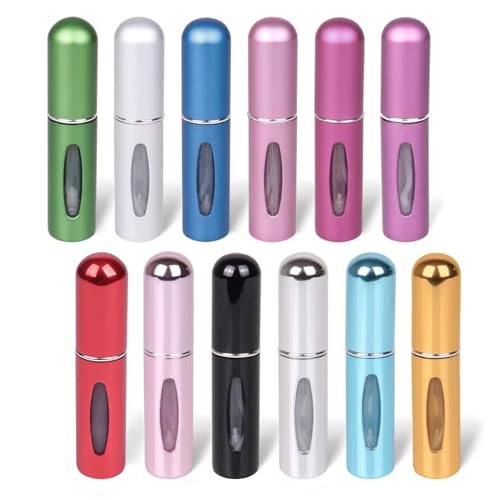 12 PCS Travel Refillable Perfume Atomizer Bottles,5ml Mini Portable Spray Bottles for Travel Accessories,Multicolor Perfume Containers