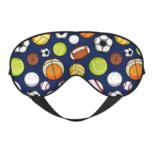 Sleep Eye Mask Retro Colorful Sport Balls Sleep Mask for Women Men Comfortable Eye Mask with Adjustable Strap Soft Eye Cover Blindfold for Travel Yoga Nap Shift Work - color: Retro Colorful Sport Balls