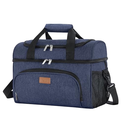 Lifewit Insulated Cooler Bag, Large Leakproof Beach Cooler, Lightweight Portable Double Layer Soft-Sided Travel Ice Chest for Camping, Kayaking, Road Trips, Grocery Shopping - color: Blue, size: 32-can