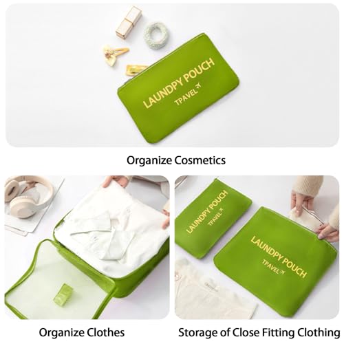 6 Set Packing Cubes for Travel Luggage Organizer Bags Reusable washable Suitcase Packing Cubes Set Travel Accessories Essentials (Green) - color: Green