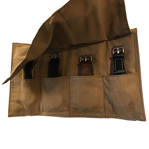 Vegan Leather Watch Roll Travel Case - 4 Soft Pockets with Padded Storage Protection for Four Wristwatches |