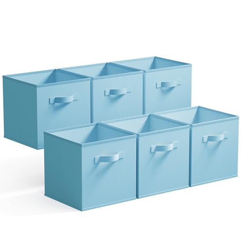 GRANNY SAYS Cube Storage Organizer, 11 Inch 6 Pack Storage Cubes with Handles, Toy Storage Bins for Boys Kids Room, Foldable Organizer Bins for Cube Shelf, Light Blue - color: Blue, size: 11 Inch-6 Pack