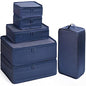 Mossio 6 Set Packing Cubes with Shoe Bag - Lightweight Travel Luggage Suitcase Organizers - color: Navy Blue