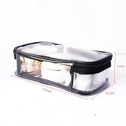 Portable Zippered Transparent Vinyl Travel Cosmetic Bag Clear PVC Makeup Kits Organizer Utility Pouch See Through Plastic TSA Approved Toiletry Carry Pouch - color: Clear