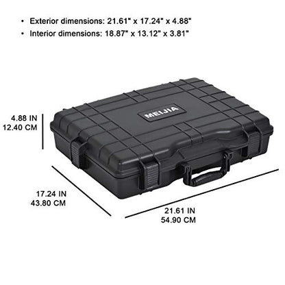 MEIJIA Waterproof Hard Camera Case,Hard Laptop Case,Hard Case with Customized Fit Foam Included, Elegant Black,Fit for computers,camera,lens (21.62"X17.25"X4.87")