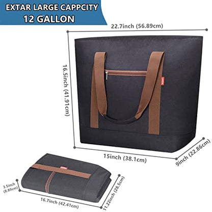 LHZK Jumbo Insulated Cooler Bag with Zipper, Collapsible Leak Proof Insulated Bag with Handles is Perfect for Grocery, Food Delivery, Beach, Picnic, Travel (50L, Black) - color: Black