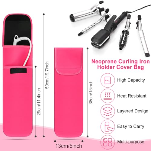 Shappy 2 Pcs Heat Resistant Hair Tools Bag Curling Iron Travel Case Cover Neoprene Flat Iron Holder Travel Case and Silicone Mat Pouch for Hot Hair Tools Storage Organizer(Solid Style) - style: Solid Style