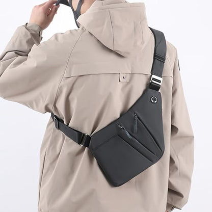 Anti Theft Crossbody Bags for Women Men, Multi-Pocket Shoulder Bag, Slim Sling Bags with 2 RFID Blocking Card - color: Left Shoulder-green