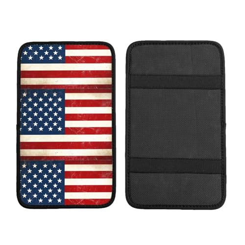 Center Console Cushion Pad Red Blue White American Flag, Universal Car Armrest Cover, Breathable Seat Protector - color: Picture (604)
