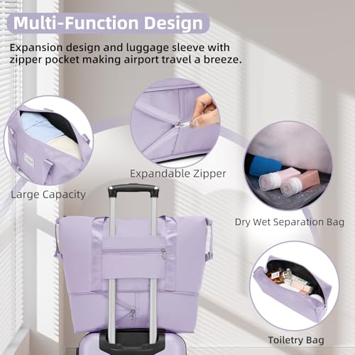 Luggage Sets 6 Piece, Expandable Luggage Set Clearance for Women, Suitcases with Wheels, Hardside Hard Shell Travel Luggage with TSA Lock (Lavender Purple, 6pcs) - color: Lavender Purple, size: 6 piece set