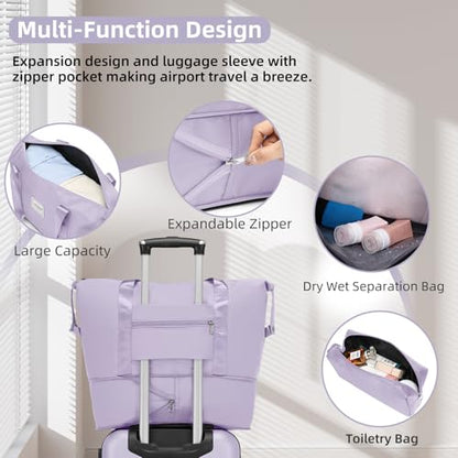 Luggage Sets 6 Piece, Expandable Luggage Set Clearance for Women, Suitcases with Wheels, Hardside Hard Shell Travel Luggage with TSA Lock (Lavender Purple, 6pcs) - color: Lavender Purple, size: 6 piece set