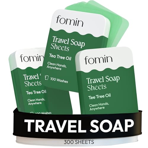 FOMIN - Paper Soap Sheets Tin for Traveling - 3 Pack Tea Tree - Portable Travel Hand Soap Sheet, Dissolvable Mini Camping Hand Soap for Hand Washing - color: Tea Tree (Pack of 3)