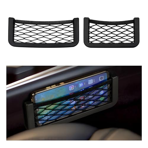 Ohleats 2 PCS Car Pocket Phone Nets, Purse Phone Holder Mesh Storage Bag with Double Sided Tape, Stick on Organizer Seat Side Back Automotive Storage Net Bag, Car Accessories - color: 2 PCS