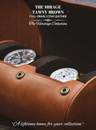 Watch Travel Case for Men 2 slot – Watch Roll – Brown Full Grain Cow Leather - color: Cow Real Leather/2 watches roll