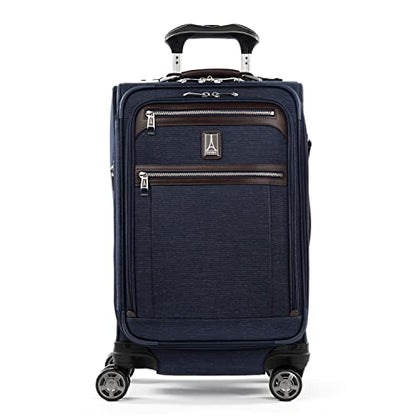 Travelpro Platinum Elite Softside Expandable Carry on Luggage, 8 Wheel Spinner Suitcase, USB Port, Suiter, Men and Women, True Navy Blue, Carry On 21-Inch - color: True Navy Blue, size: Carry-On 21-Inch