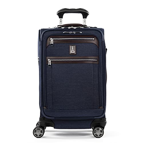Travelpro Platinum Elite Softside Expandable Carry on Luggage, 8 Wheel Spinner Suitcase, USB Port, Suiter, Men and Women, True Navy Blue, Carry On 21-Inch - color: True Navy Blue, size: Carry-On 21-Inch