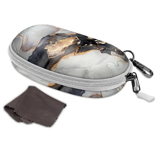 Fintie Sunglasses Case with Carabiner, Hard Shell Shockproof Sport Glasses Cases Travel Zipper Eyeglasses Holder, Cloudy Marble - color: Cloudy Marble
