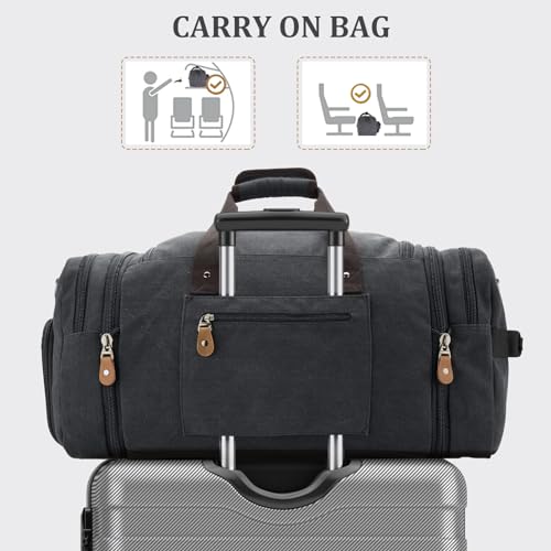 Gonex Canvas Duffle Bag 60L Travel Duffel Overnight Weekend Bag with Shoe Compartment (Dark Gray) - color: Dark Grey, size: X-Large-60L (With Shoe Compartment)