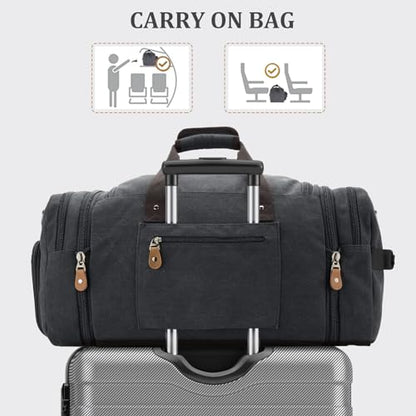 Gonex Canvas Duffle Bag 60L Travel Duffel Overnight Weekend Bag with Shoe Compartment (Dark Gray) - color: Dark Grey, size: X-Large-60L (With Shoe Compartment)
