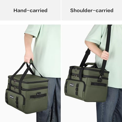 Hulongo Insulated Soft Cooler Bag, Large Ice Coolers Soft Sided Ice Chest for Beach, Collapsible and Portable - color: green (30 CAN Medium)