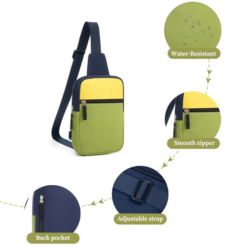 Birthday Gifts for 8 9 10 11 12 Year Old Teens Girls Kids, Fanny Pack Crossbody Bag Sling Belt Bags Purse, Dorm Travel Essentials for Girls Fashion, Preppy Tween Teen Girl Gift Trendy Stuff - color: Green & Yellow