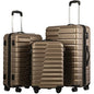 Coolife Luggage Sets, 3 Piece Hard Shell Suitcase Set with Spinner Wheels, Expandable Large Checked Luggage, Lightweight Rolling Carry On with TSA Lock Brown - color: brown, size: 3 Piece Set (20in/24in/28in)