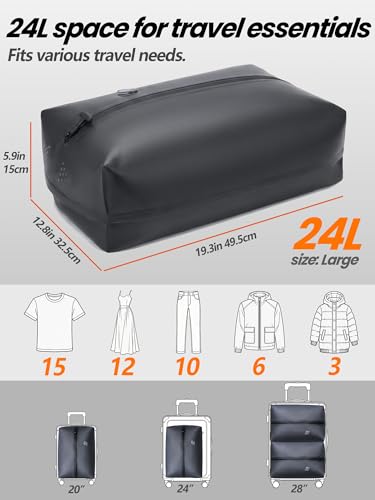 Vacuum Storage Bags For Travel,2 Pack 24L XLarge Vacuum Seal Bags For Clothing Travel,Vacuum Bags With Cordless Pump,Recycled IP68 Waterproof Vacuum Travel Bags for Suitcase and Backpack
