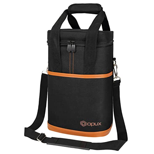 Opux 4 Bottle Insulated Wine Cooler Bag - Leakproof Padded Portable Wine Bottle Carrier for Travel Picnic BYOB Gift (Brown) - color: Brown, size: 4 Bottle