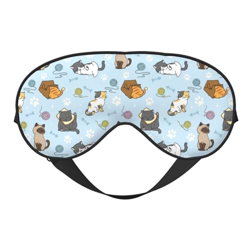 Cute Cats Sleep Mask Breathable Soft Eye Mask for Sleep for Women Men Lightweight Eye Cover for Travel, Night Work, Nap, Office - color: Black34, size: 1 Count (Pack of 1)