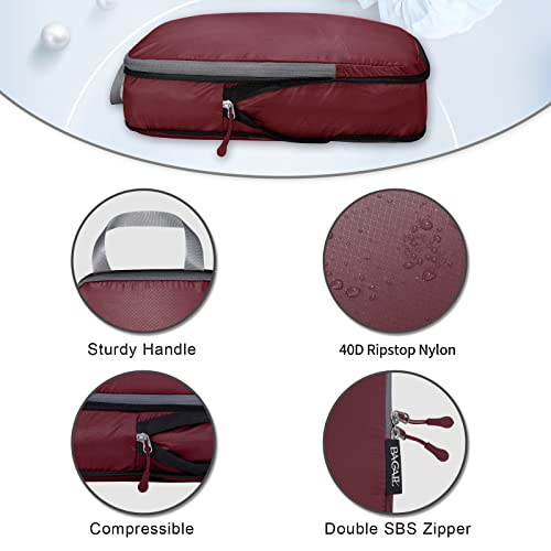 BAGAIL 5 Set Ultralight Compression Packing Cubes Travel Accessories Expandable Packing Organizers(Burgundy) - color: Burgundy