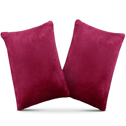 1 MIDDLE ONE 2 Pack Small Pillow, Memory Foam Mini Pillow 11 X 7 Inches for Travel, Sleeping, Nap and Neck, Knee, Lumbar Support, Tiny Cushion for Pet, Dogs (Burgundy) - color: Burgundy, size: 11x7 inch