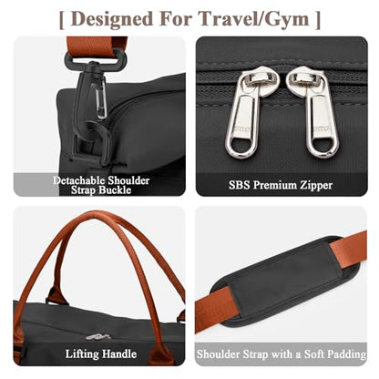 Travel Duffel Bag with Shoes Compartment, Overnight Weekender Bags for Women,Carry on Personal Item Bag，Extra Large - color: A-Black & Brown, size: Extra Large