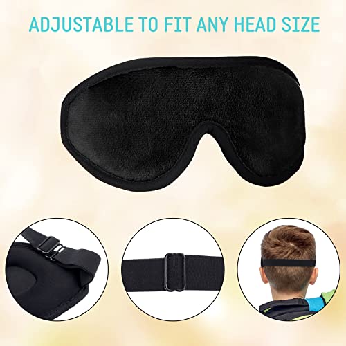 2 Pieces 3D Sleep Mask for Kids Memory Foam Contoured Eye Mask, Travel Sleep Eye Cover with Adjustable Strap, 3D Blindfolds(Black and Green) - color: Black and Green