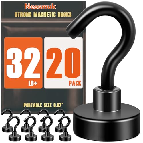 Neosmuk Magnetic Hooks, Cruise Ship Essentials, 32lb+ Heavy Duty Magnetic Hooks for Cruise Cabins, Refrigerator, Grill, Hanging, and Travel | Extra Strong Must-Haves Magnet Hook,Black - color: Black, size: 32lb