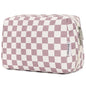 Narwey Checkered Makeup Bag Pink Travel Cosmetic Bag Organizer Toiletry Bag Make Up Bags with Compartments for Women Girls (Large, Dusty Rose Checkerboard) - color: YB-Dusty Rose Checkerboard, style: Large