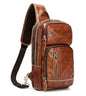 LANNSYNE Full Grain Leather Sling Bag For Men Crossbody Chest Daypack fits 10.5" iPad - color: Orange for 10.5" Ipad