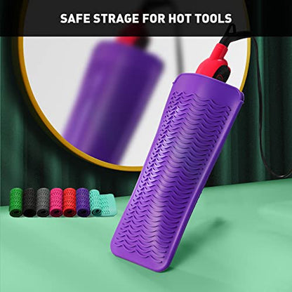 ZAXOP Resistant Silicone Mat Pouch for Flat Iron, Curling Iron,Hot Hair Tools (Purple) - color: Purple, size: 1 PACK