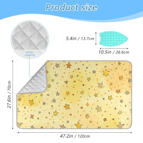 Golden Stars and Dots Ironing Mat for Table top Portable Ironing Pad Blanket for Washer Dryer Countertop Travel - color: Golden Stars and Dots