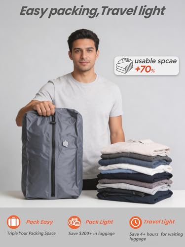 Vacuum Storage Bags For Travel,2 Pack 24L XLarge Vacuum Seal Bags For Clothing Travel,Vacuum Bags With Cordless Pump,Recycled IP68 Waterproof Vacuum Travel Bags for Suitcase and Backpack