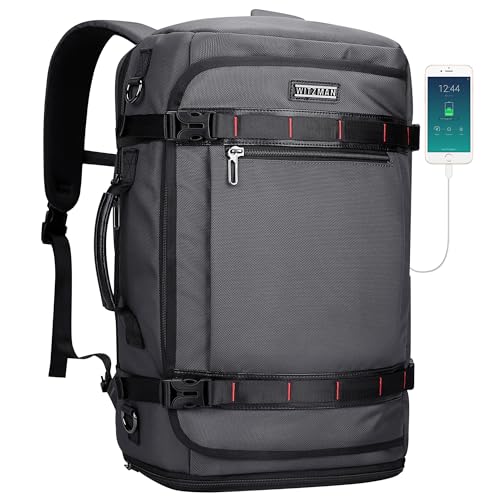 WITZMAN Travel Backpack for Men 35L Carry-on Laptop Backpack Luggage Fit 16 inch TSA Friendly Flight Approved with Shoe Compartment for Airplanes（B718 Silvery Grey） - color: Silvery Grey