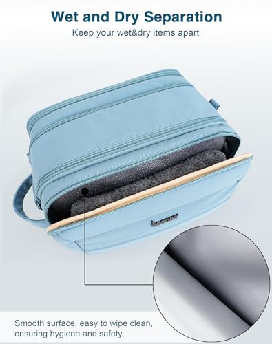 Toiletry Bag for Men & Women, Cruise Ship Travel Essentials, Shaving Dopp Kit with Dry and Wet Separation, Water-resistant Bathroom Cosmetic Organizer Bag, Makeup Accessories with Trolley Belt, Blue - color: Blue