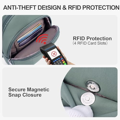 Small Sling Bag for Women, Puffer Crossbody Bag Anti Theft Travel RFID Purses Fanny Packs for Travel Hiking - color: Green