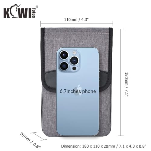 KIWIFOTOS Travel Cell Phone Pouch Crossbody Bag with Strap for iPhone 17 16 15 14 Pro Max S26 S25 Ultar Walking Passport Holder Neck Phone Holster Carrying Cases - color: Grey, Single Layer